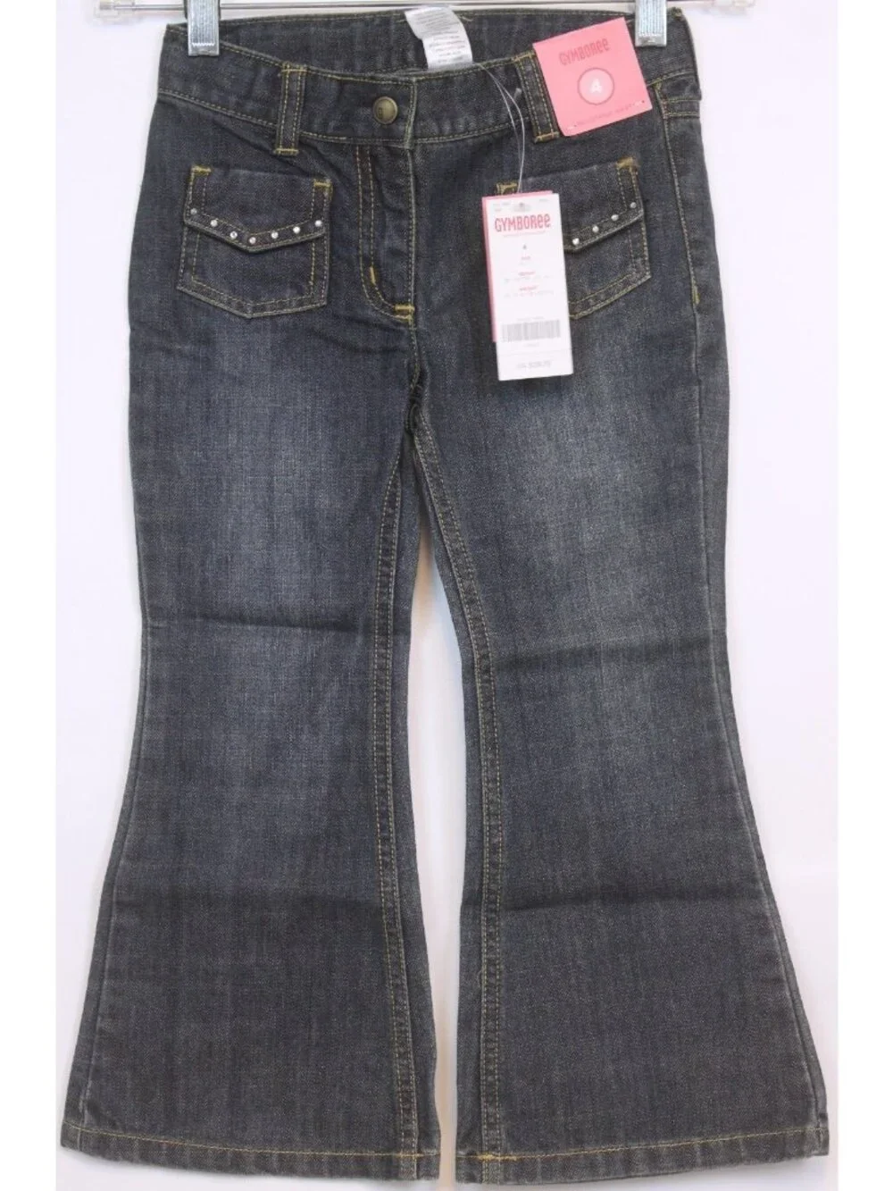 2008 Gymboree Daisy Days Dark Blue Denim Jeans Rhinestones 4 Pocket sz 4 Girls